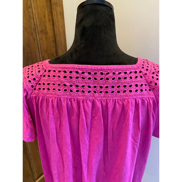 St. John's Bay Top Plus Size  XL or 16-18 Blouse Pink  Fuchsia  Shortsleeve - Picture 5 of 8